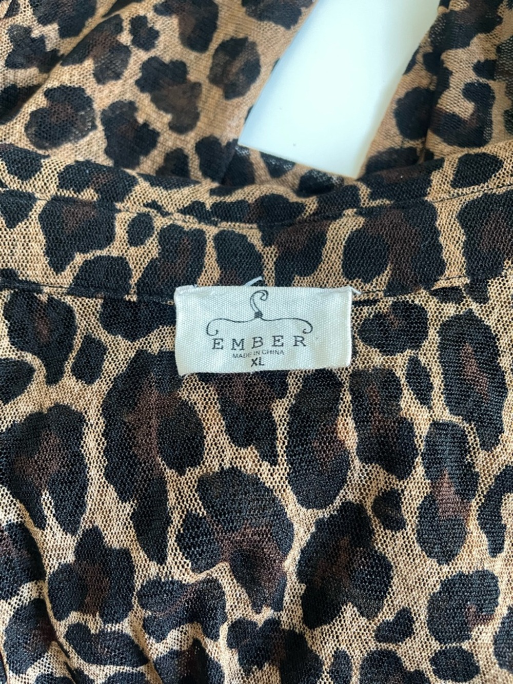 Leopard-Print Sheer Tie-Front Swim Coverup in Brown - Picture 3 of 5